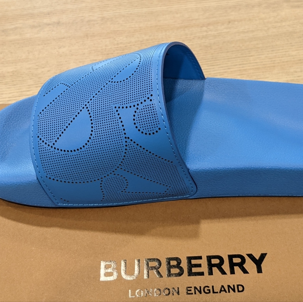 Mens Burberry "Furley" Pool Slides Sandals Royal Blue - Picture 5 of 7